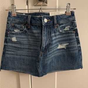 Distressed Denim Mini Skirt